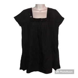 New Style & Co Black Embellished Tunic SZ 10